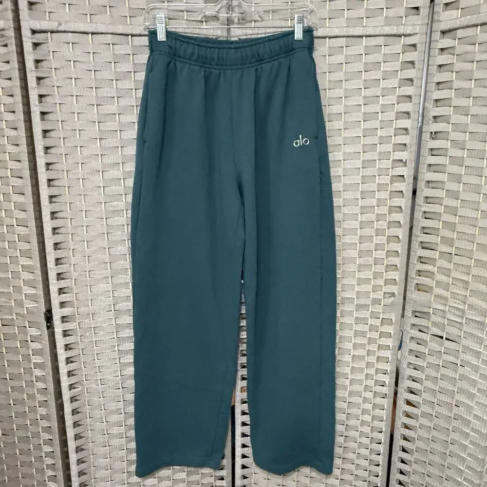 ALO Accolade Women’s Sweatsuit Hoodie Straight Leg Pants Size XS Clover Green - Picture 4 of 11
